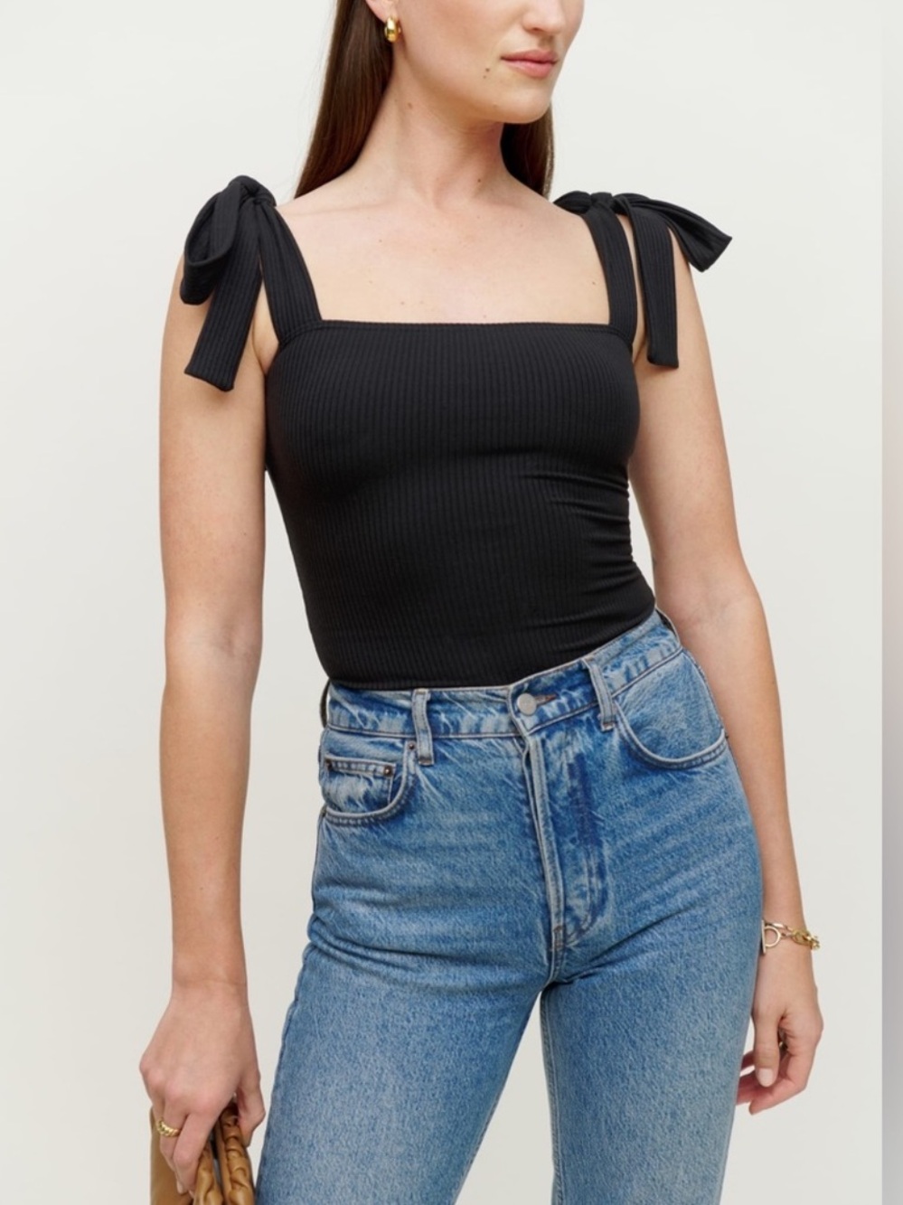 Reformation‎ Canyon Tie Strap knit tank top Small Black